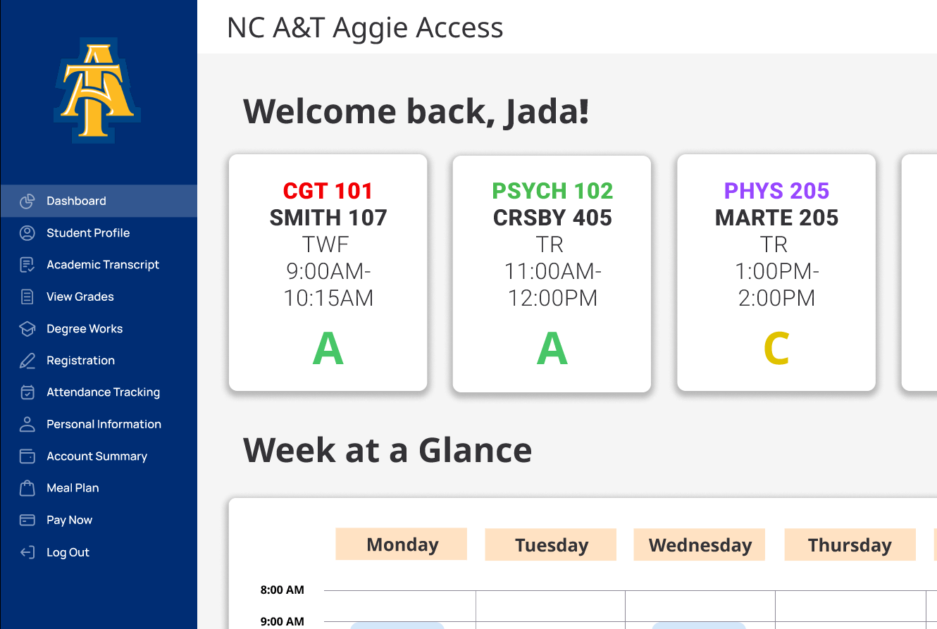 Aggie Access redesign screenshot