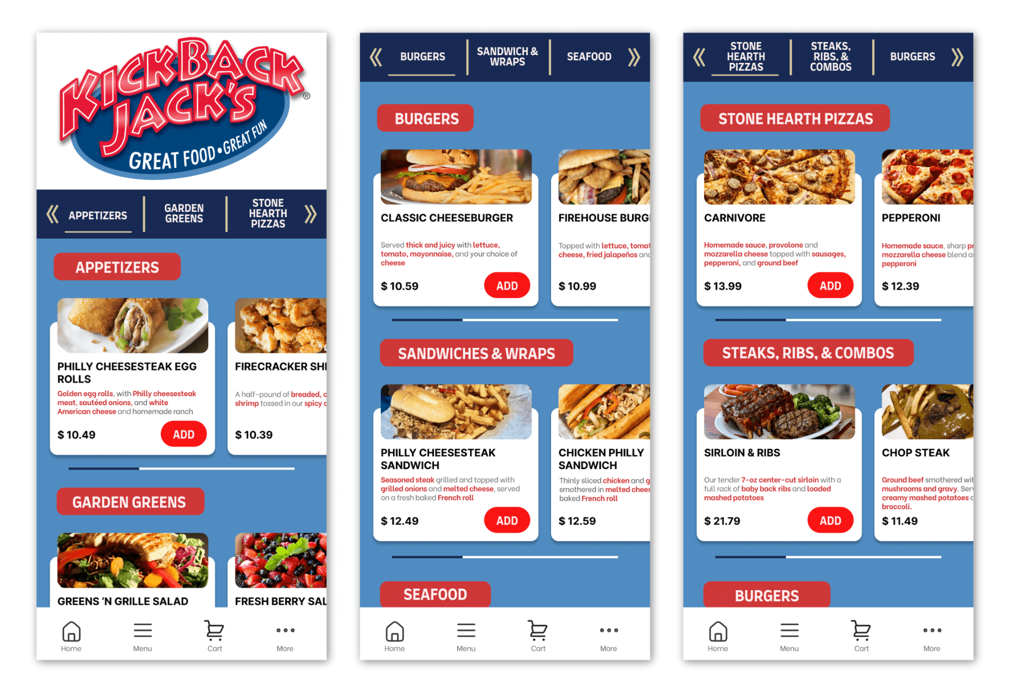 Menu redesign mobile UI screenshot
